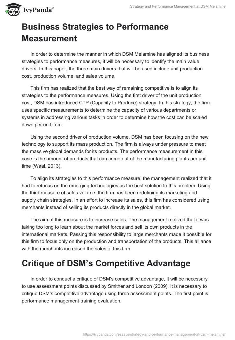 Strategy and Performance Management at DSM Melamine. Page 2