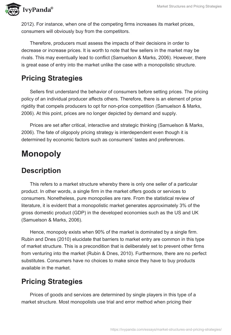 Market Structures and Pricing Strategies. Page 4