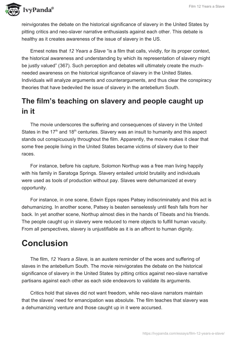 Film "12 Years a Slave". Page 3