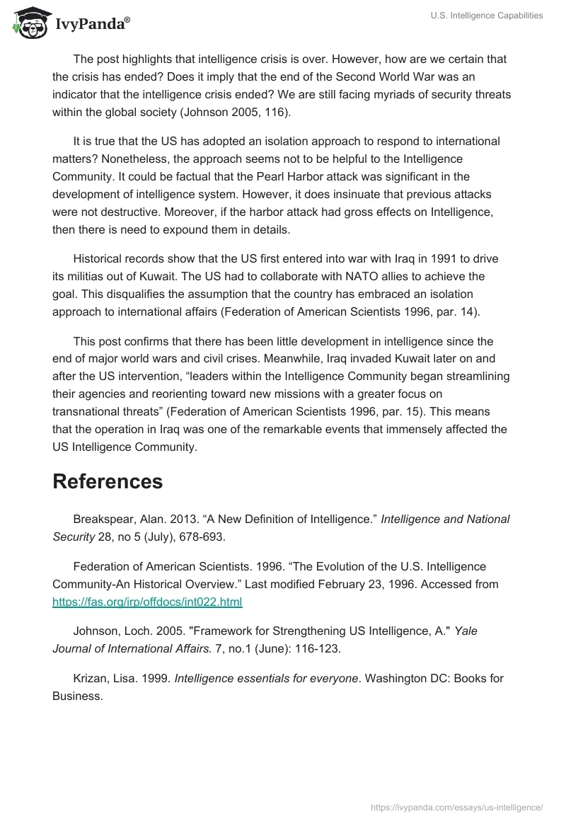 U.S. Intelligence Capabilities. Page 2