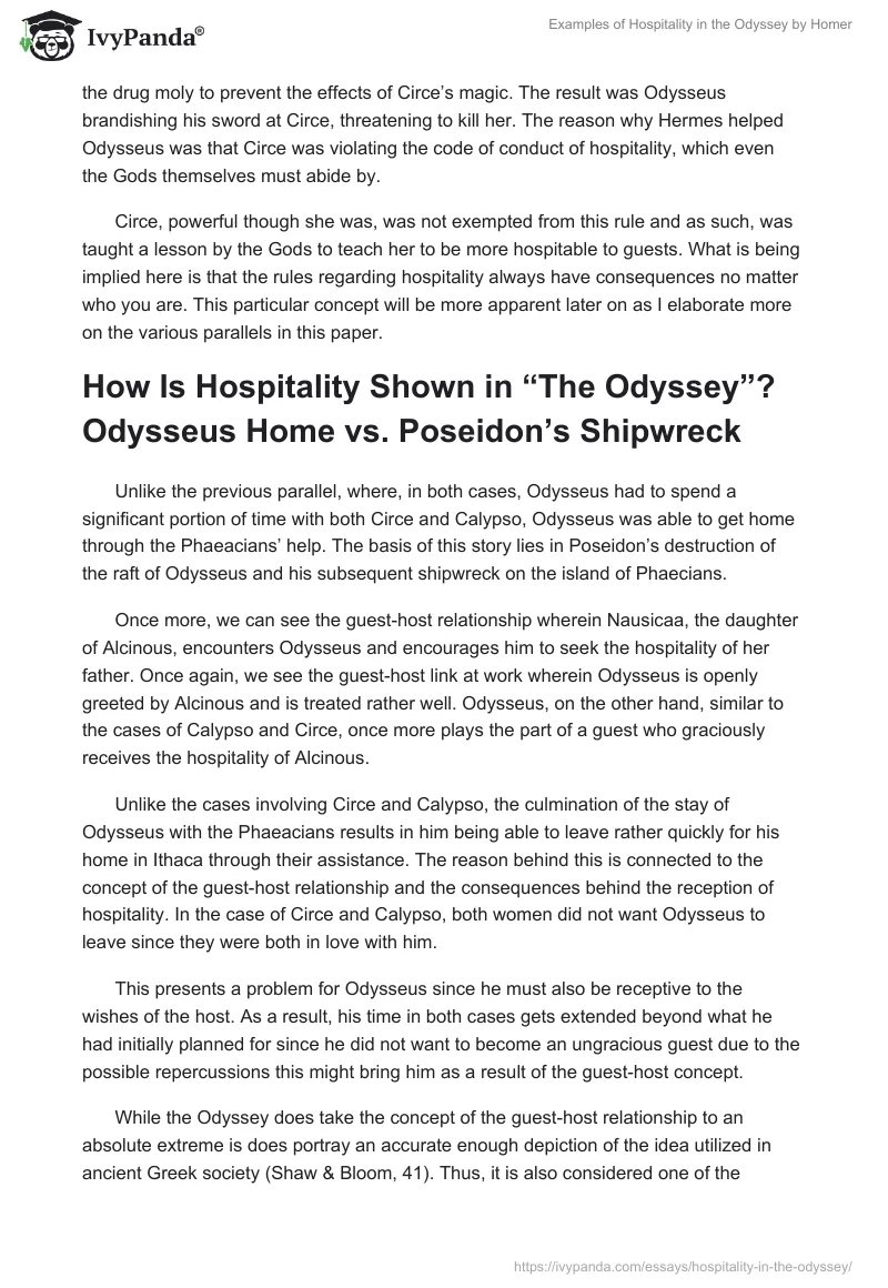 Examples of Hospitality in The Odyssey by Homer. Page 4