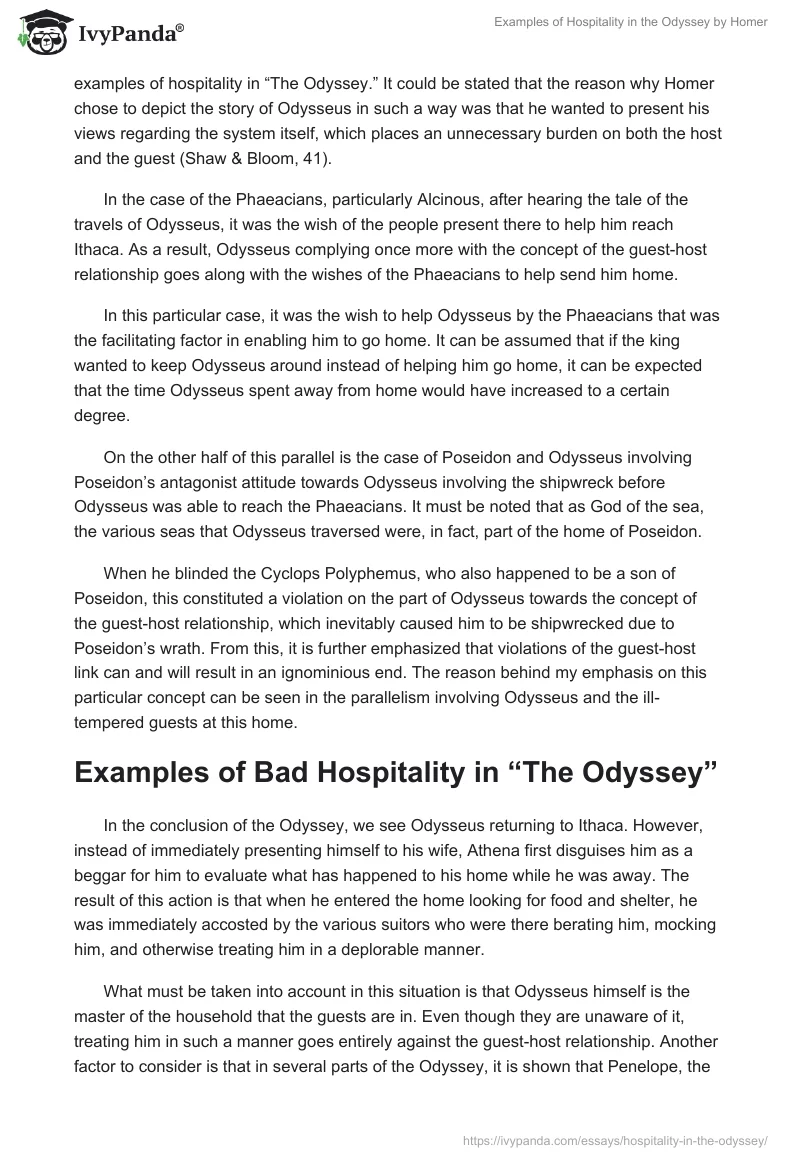 Examples of Hospitality in The Odyssey by Homer. Page 5