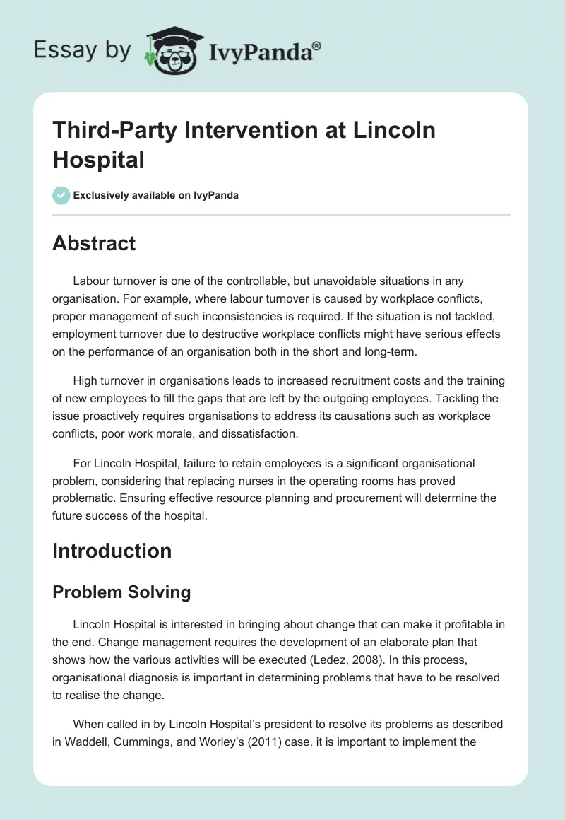 Third-Party Intervention at Lincoln Hospital. Page 1