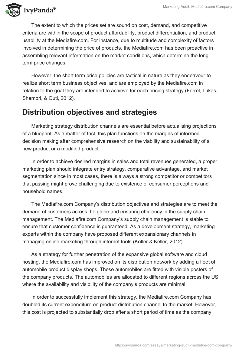 Marketing Audit: Mediafire.com Company. Page 4