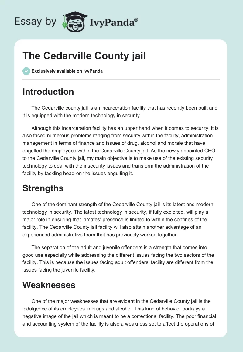 The Cedarville County jail. Page 1