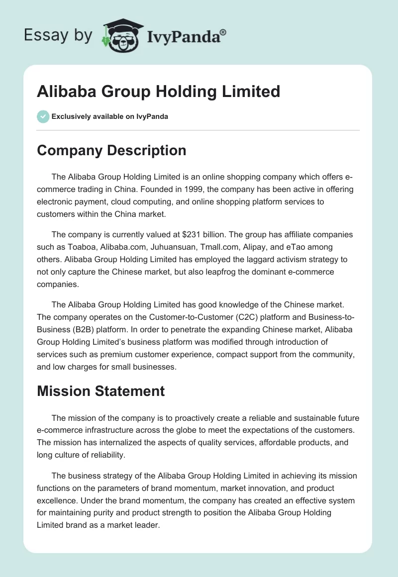 Alibaba Group Holding Limited. Page 1