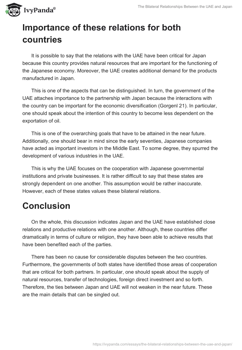 The Bilateral Relationships Between the UAE and Japan. Page 5