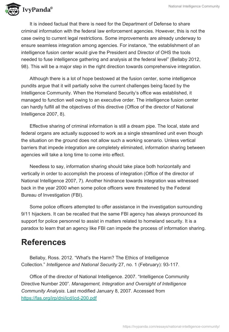 National Intelligence Community. Page 2