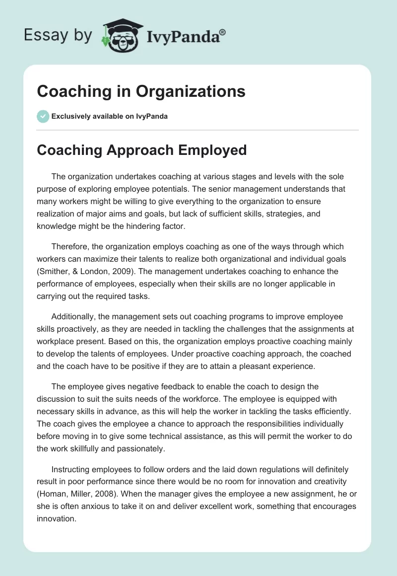 Coaching in Organizations. Page 1