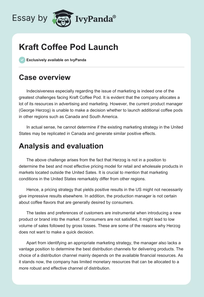 Kraft Coffee Pod Launch. Page 1