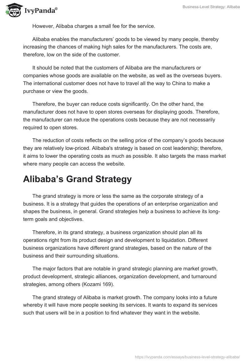 Business-Level Strategy: Alibaba. Page 3