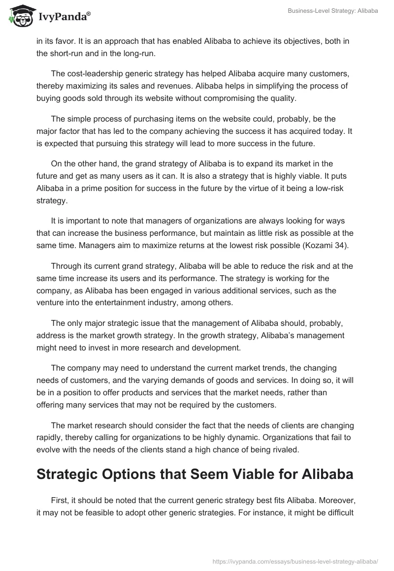 Business-Level Strategy: Alibaba. Page 5