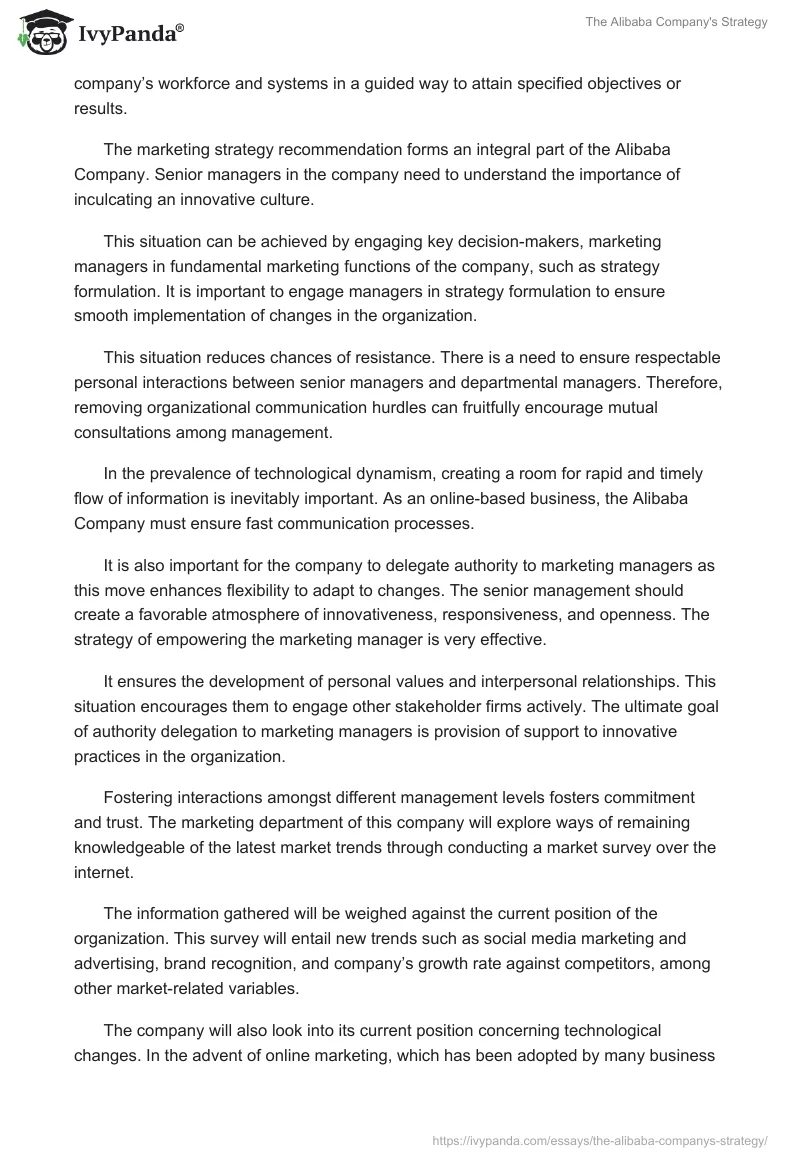 The Alibaba Company's Strategy. Page 4