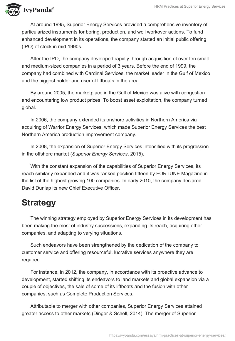 HRM Practices at Superior Energy Services. Page 2