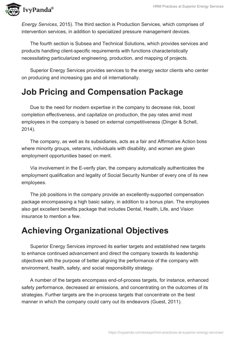 HRM Practices at Superior Energy Services. Page 4