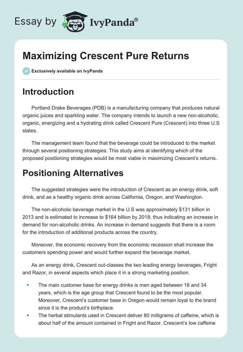 Maximizing Crescent Pure Returns. Page 1