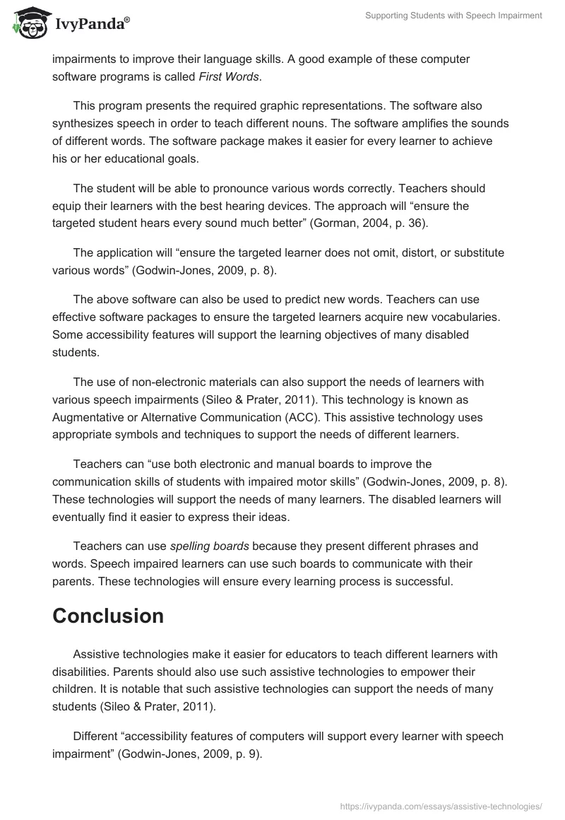 Supporting Students with Speech Impairment. Page 2