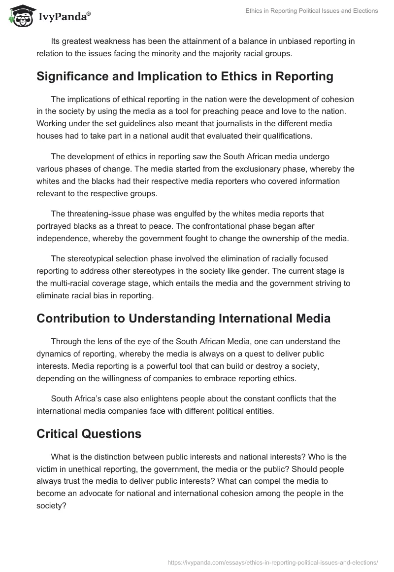 Ethics in Reporting Political Issues and Elections. Page 2