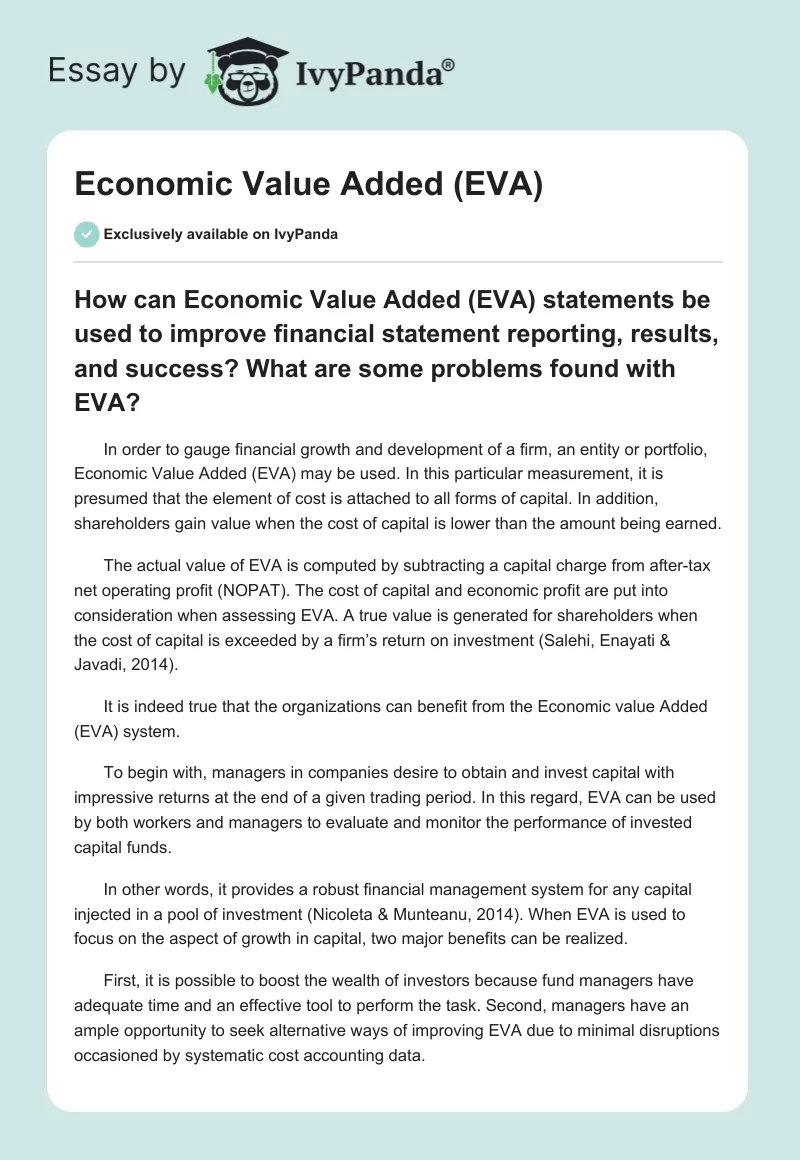 Economic Value Added (EVA). Page 1