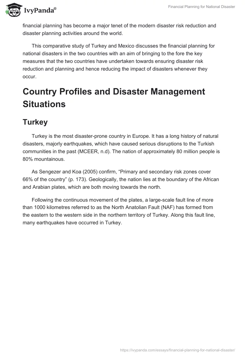 Financial Planning for National Disaster. Page 2