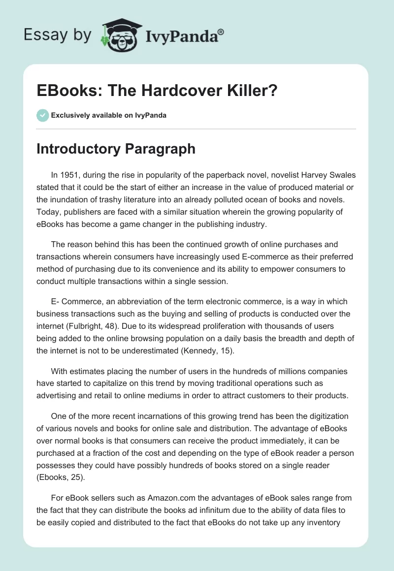 EBooks: The Hardcover Killer?. Page 1