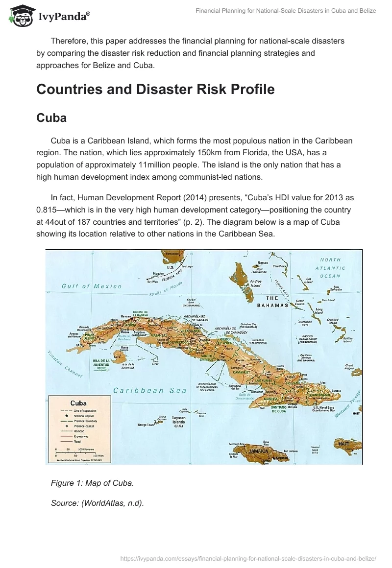 Financial Planning for National-Scale Disasters in Cuba and Belize. Page 2