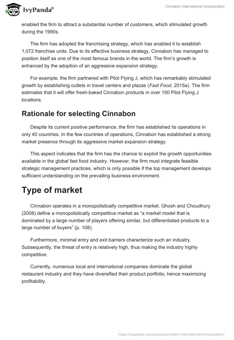 Cinnabon International Incorporation. Page 2