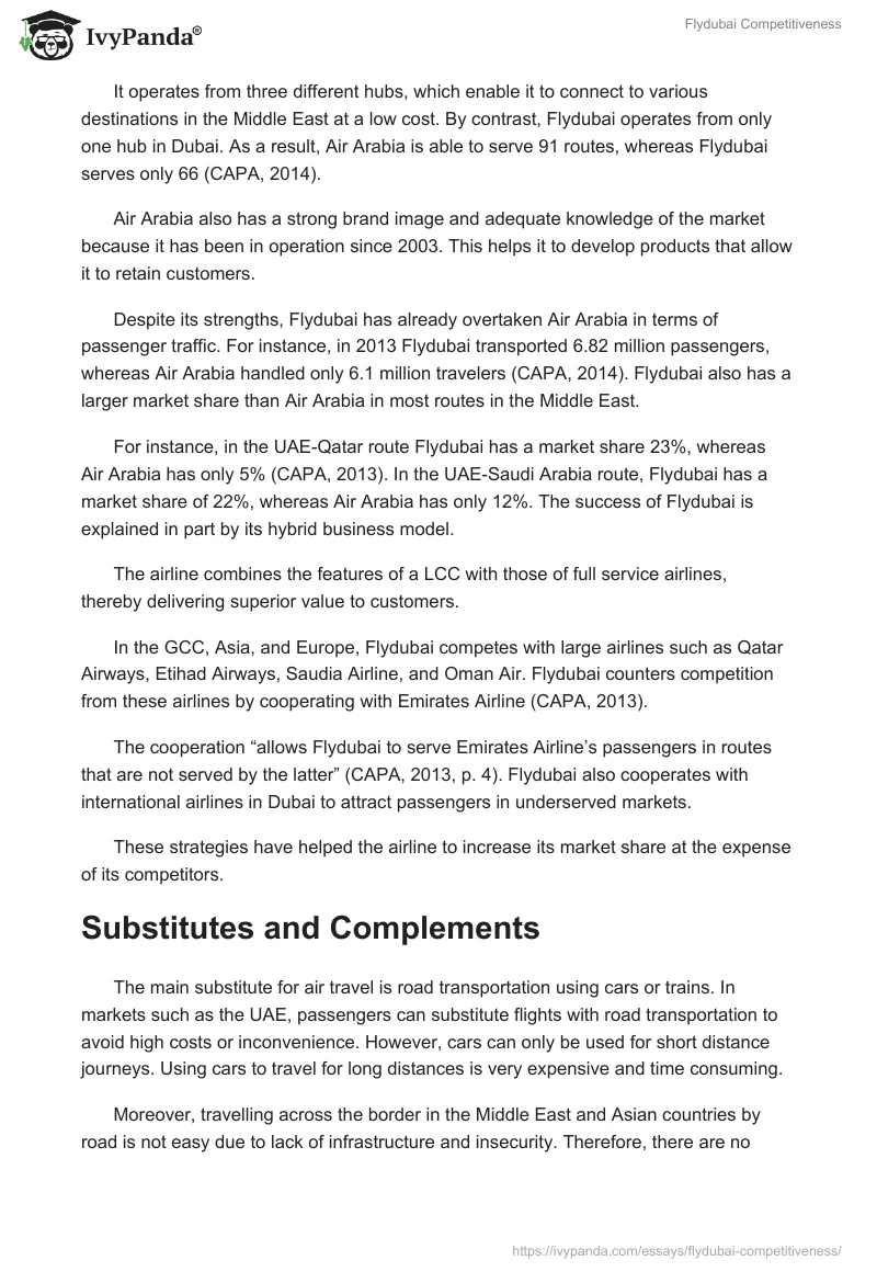Flydubai Competitiveness. Page 5