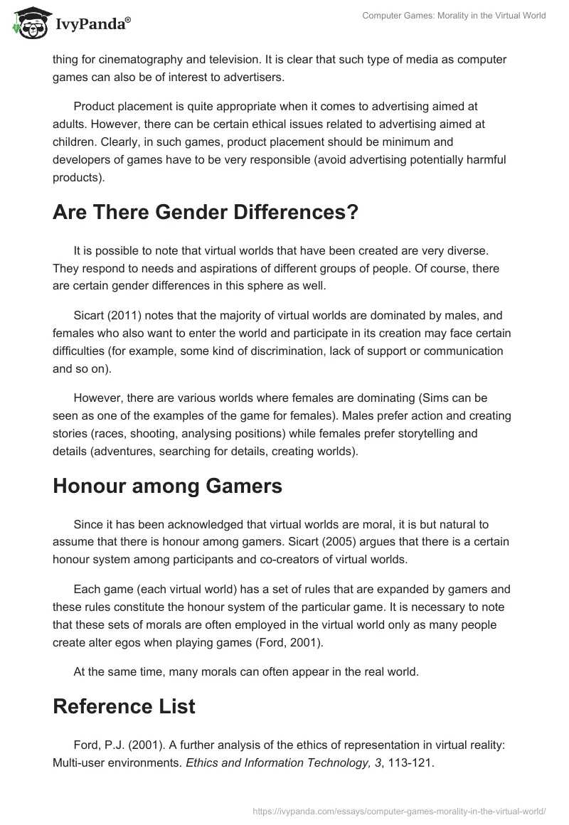 Computer Games: Morality in the Virtual World. Page 2