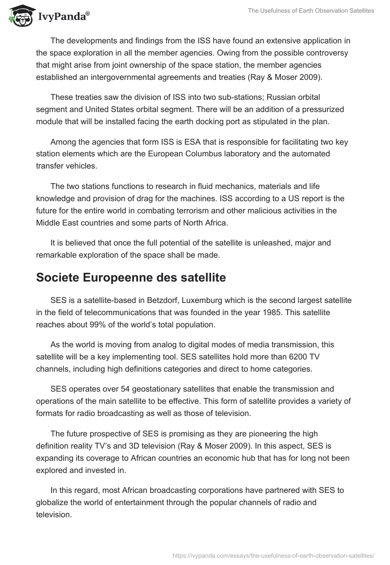 The Usefulness of Earth Observation Satellites. Page 5