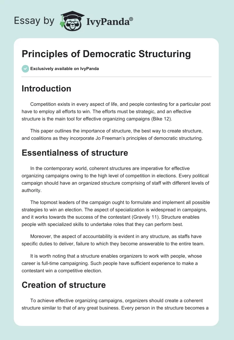 Principles of Democratic Structuring. Page 1