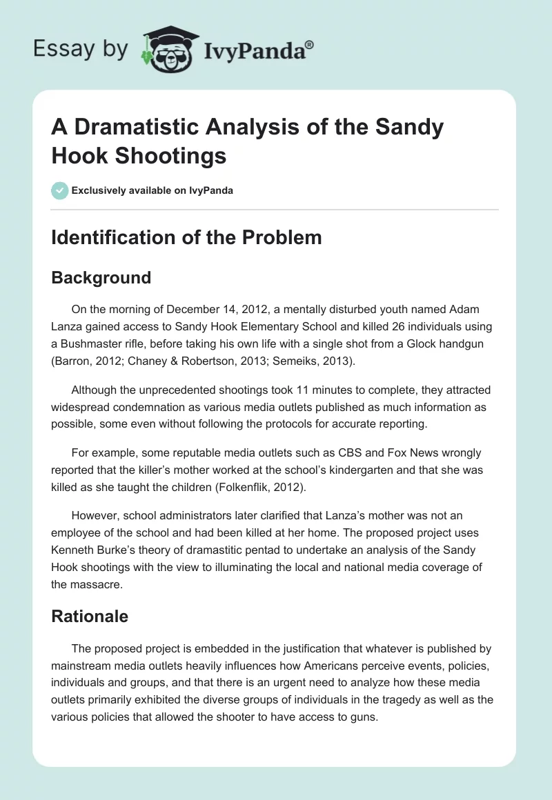 A Dramatistic Analysis of the Sandy Hook Shootings. Page 1