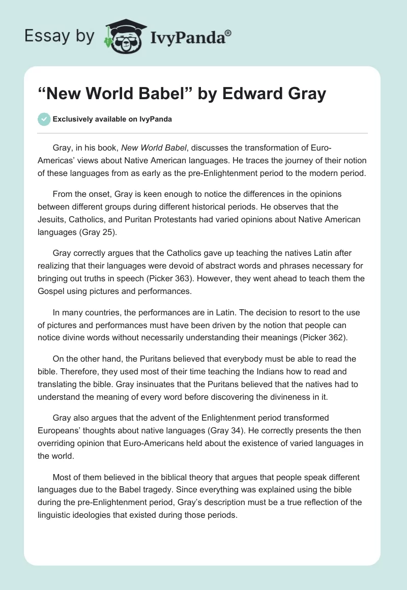 “New World Babel” by Edward Gray. Page 1