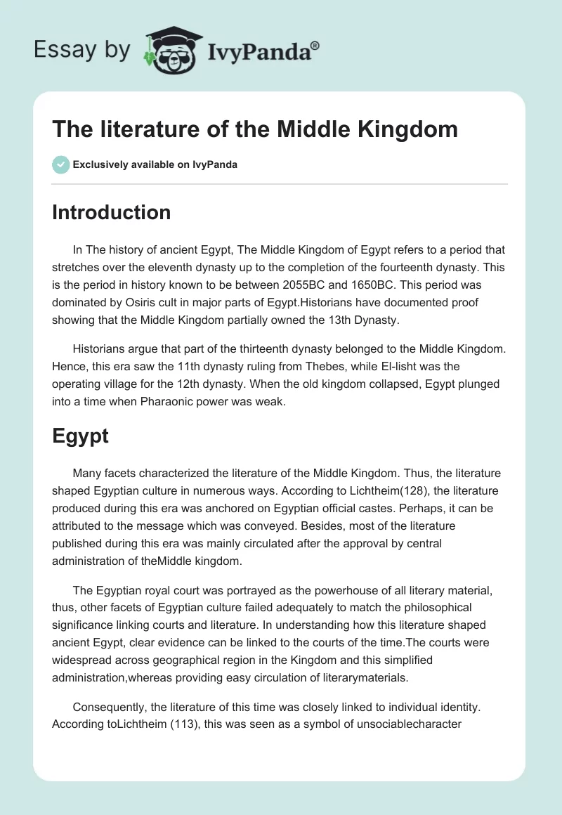 The literature of the Middle Kingdom. Page 1