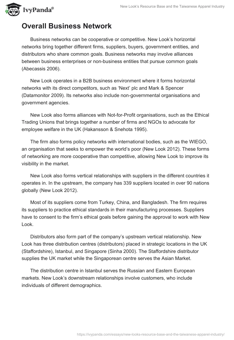New Look’s Resource Base and the Taiwanese Apparel Industry. Page 2
