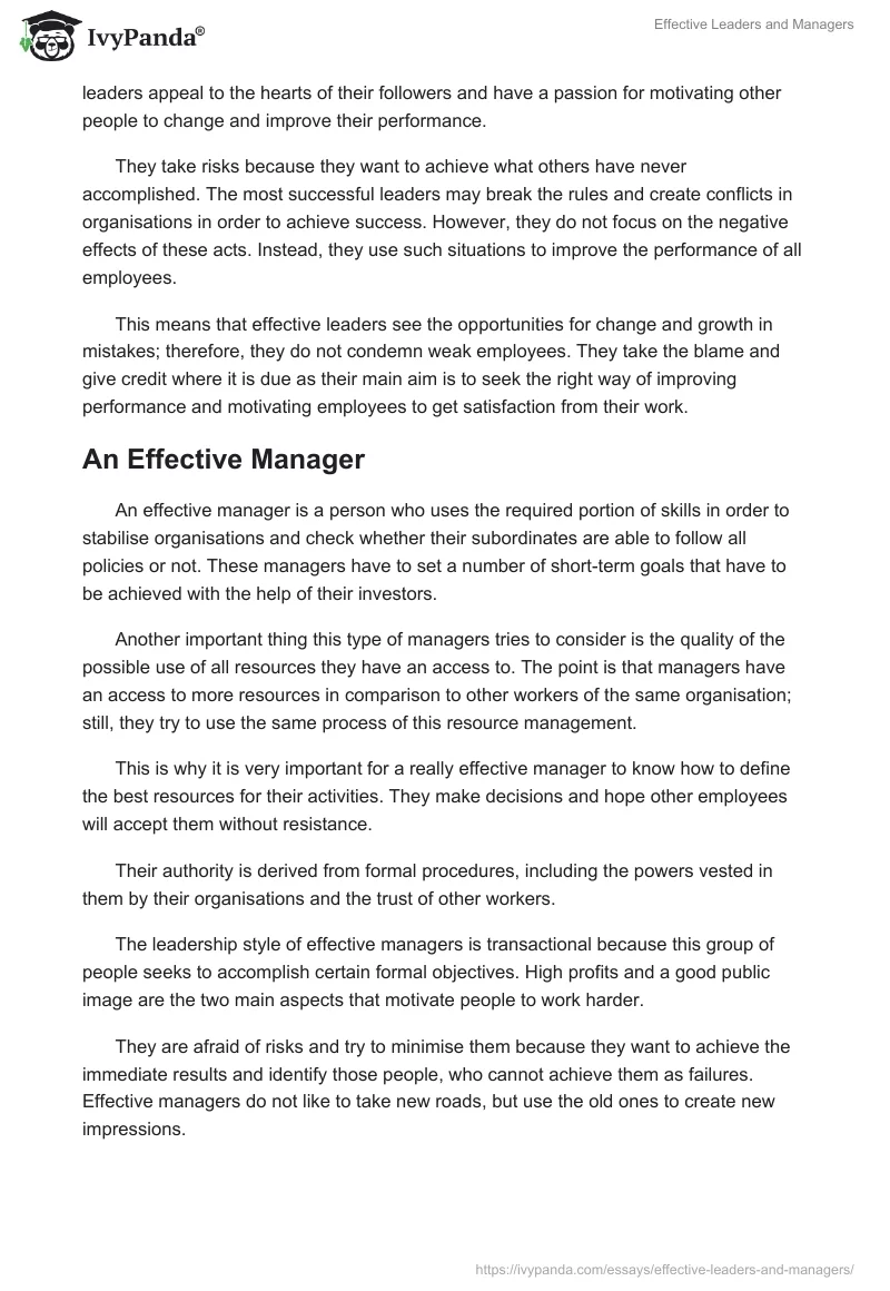Effective Leaders and Managers. Page 2