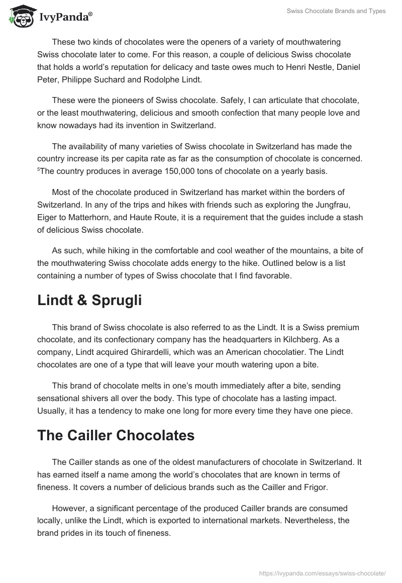 Swiss Chocolate Brands and Types. Page 3