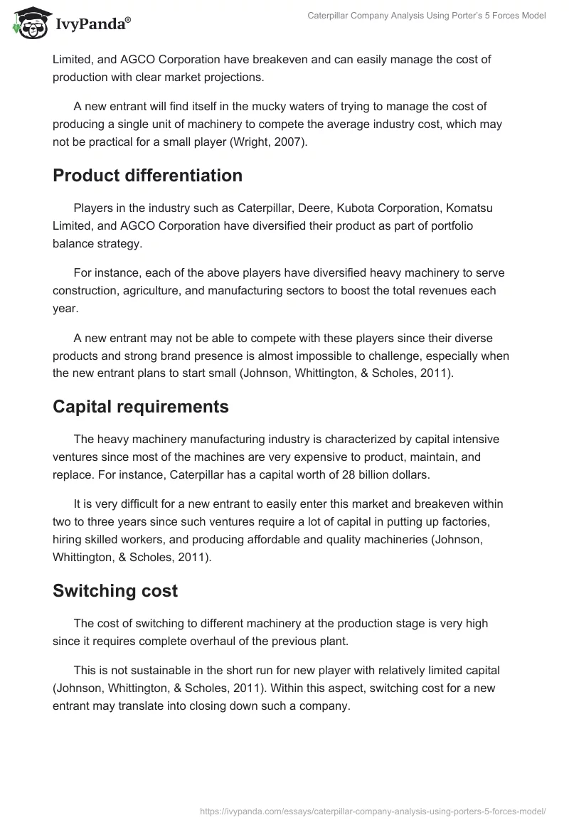 Caterpillar Company Analysis Using Porter’s 5 Forces Model. Page 2