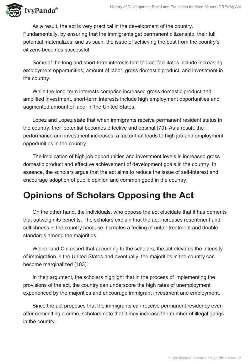 History of Development Relief and Education for Alien Minors (DREAM) Act. Page 2