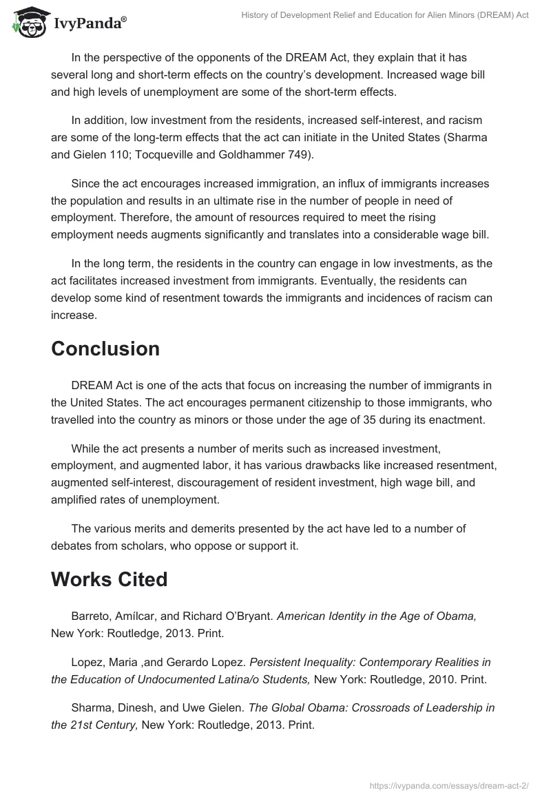History of Development Relief and Education for Alien Minors (DREAM) Act. Page 3