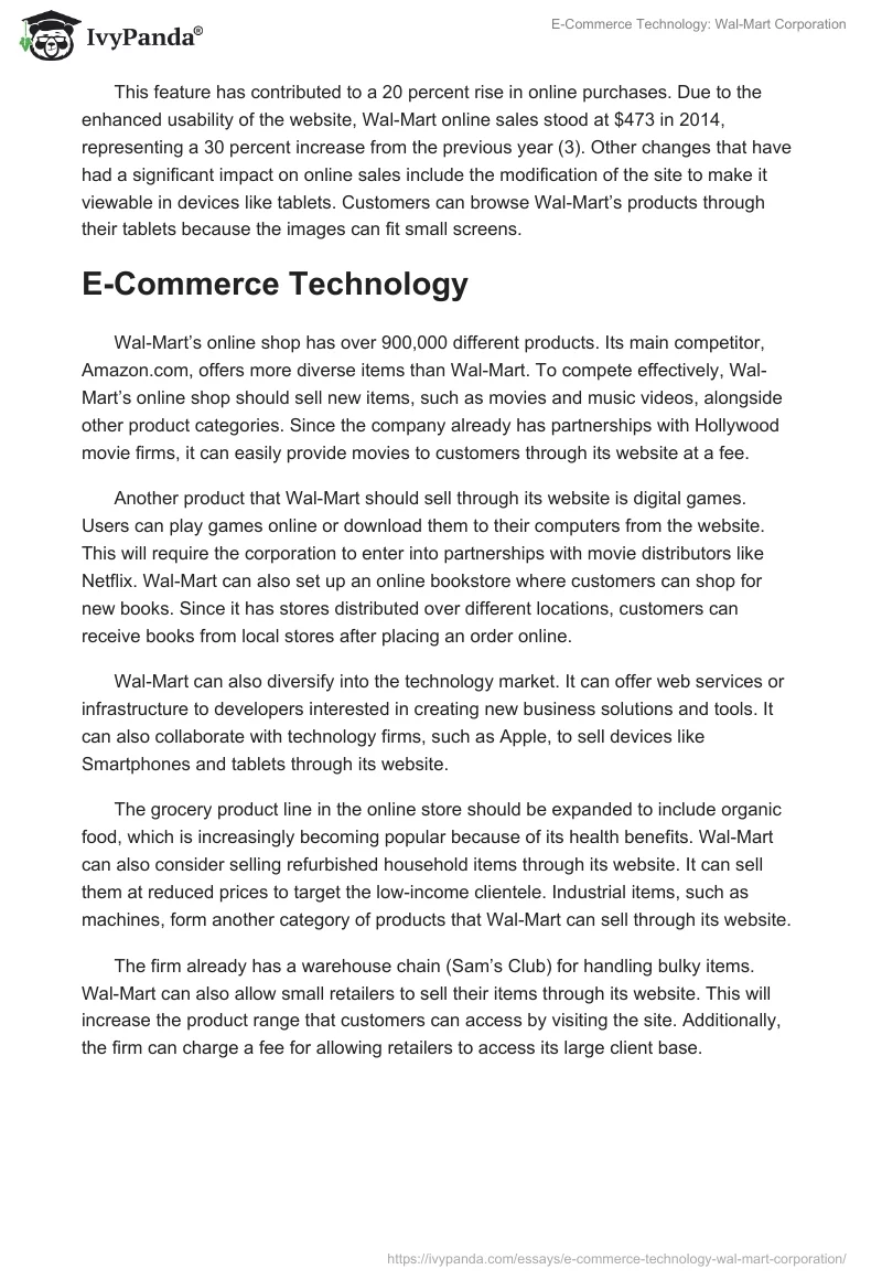 E-Commerce Technology: Wal-Mart Corporation. Page 4