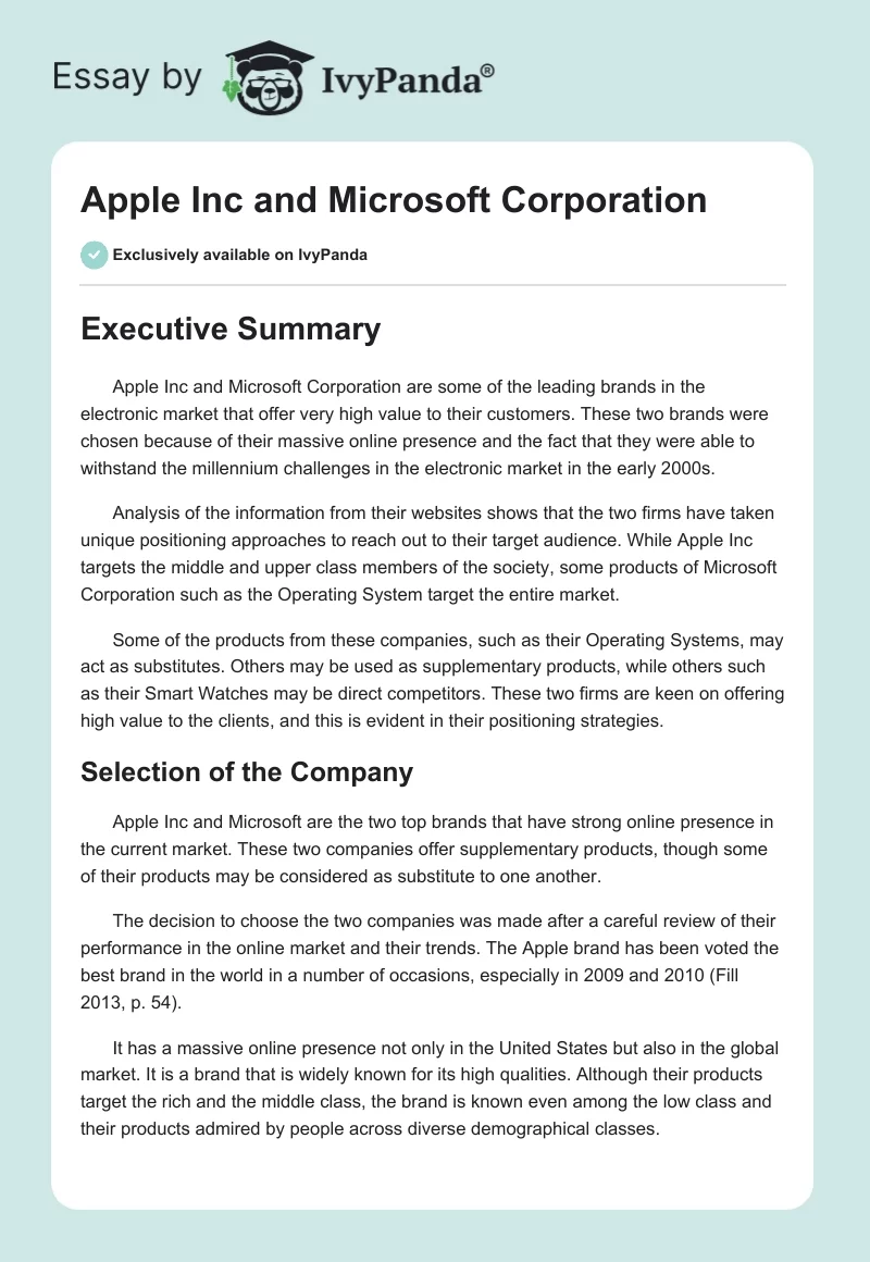 Apple Inc. and Microsoft Corporation. Page 1