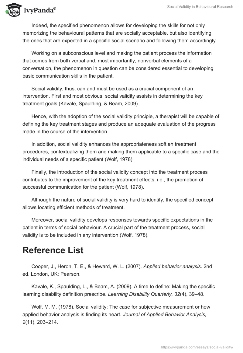 Social Validity in Behavioural Research. Page 2