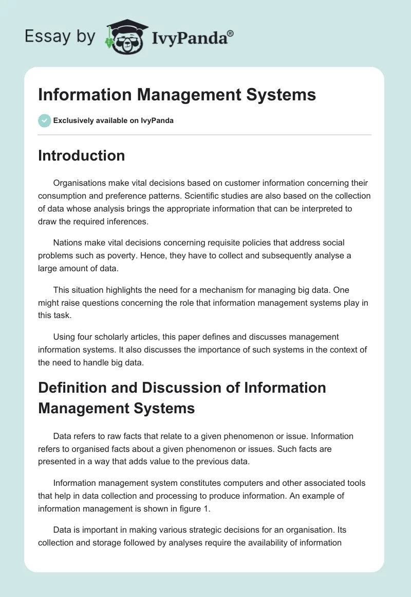 Information Management Systems. Page 1