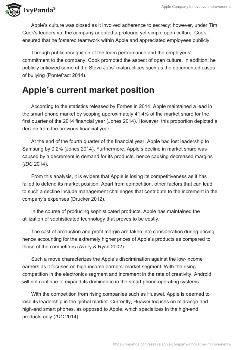 Apple Company Innovative Improvements. Page 4