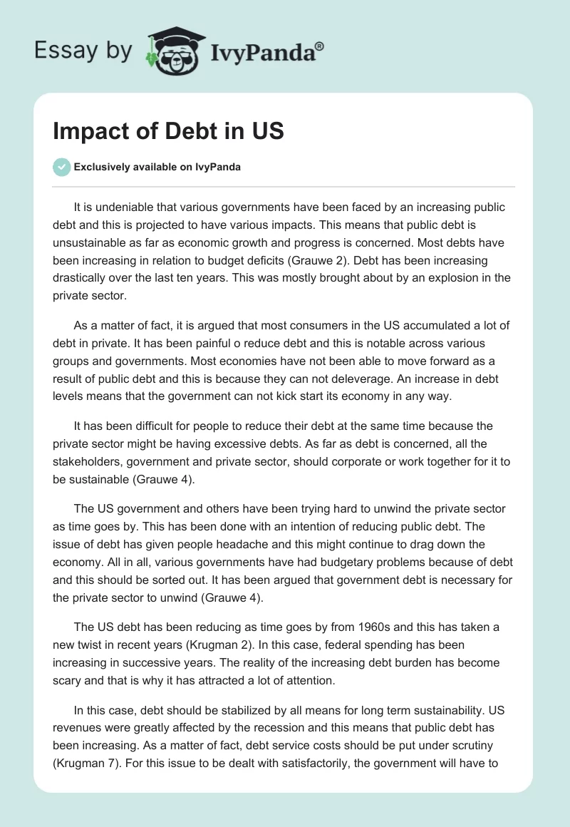 Impact of Debt in US. Page 1