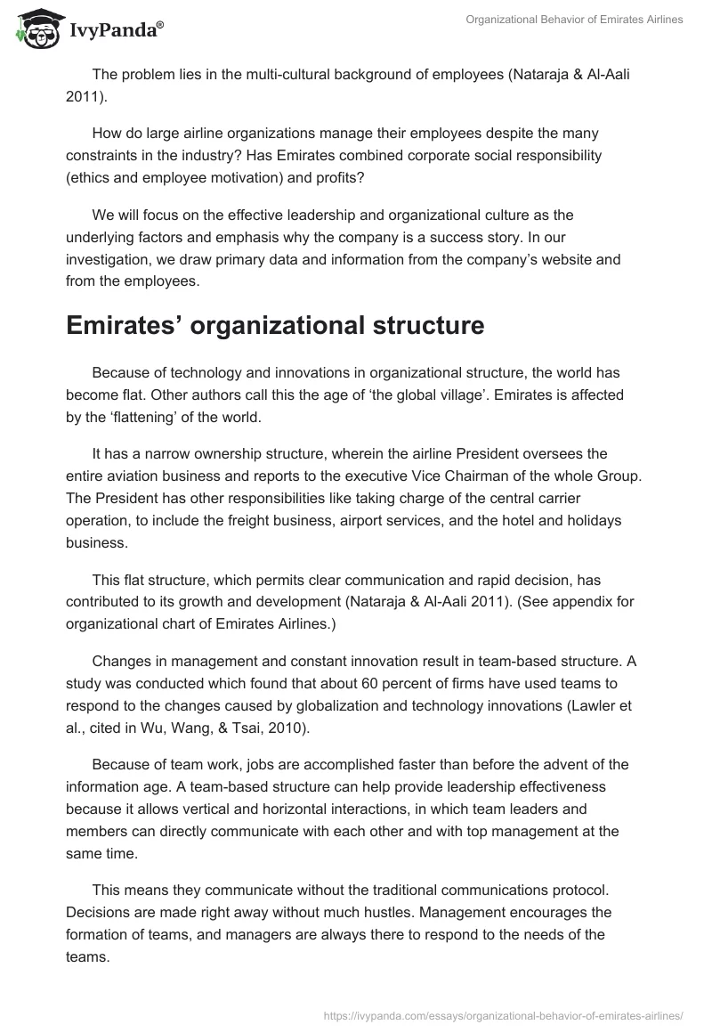 Organizational Behavior of Emirates Airlines. Page 3