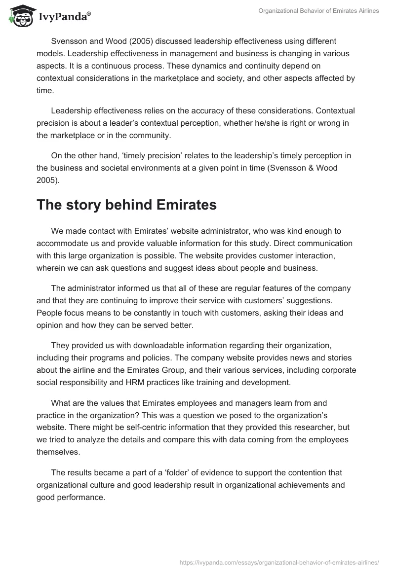 Organizational Behavior of Emirates Airlines. Page 4