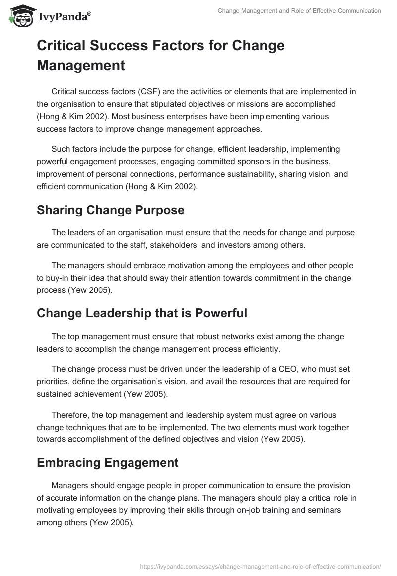 Change Management and Role of Effective Communication. Page 2