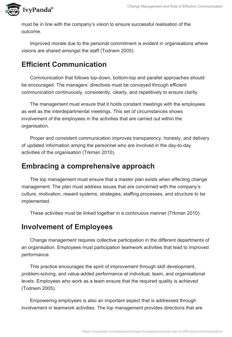 Change Management and Role of Effective Communication. Page 4